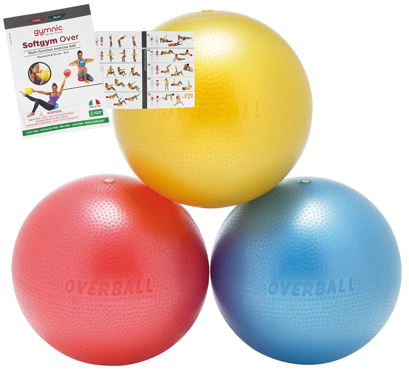 [Australia] - Soft Pilates Ball 23cm - Inflatable Ball with exercise guide - Use for Pilates, Yoga and Light Resistance Exercises (Home Gym & Gym Equipment) Blue 