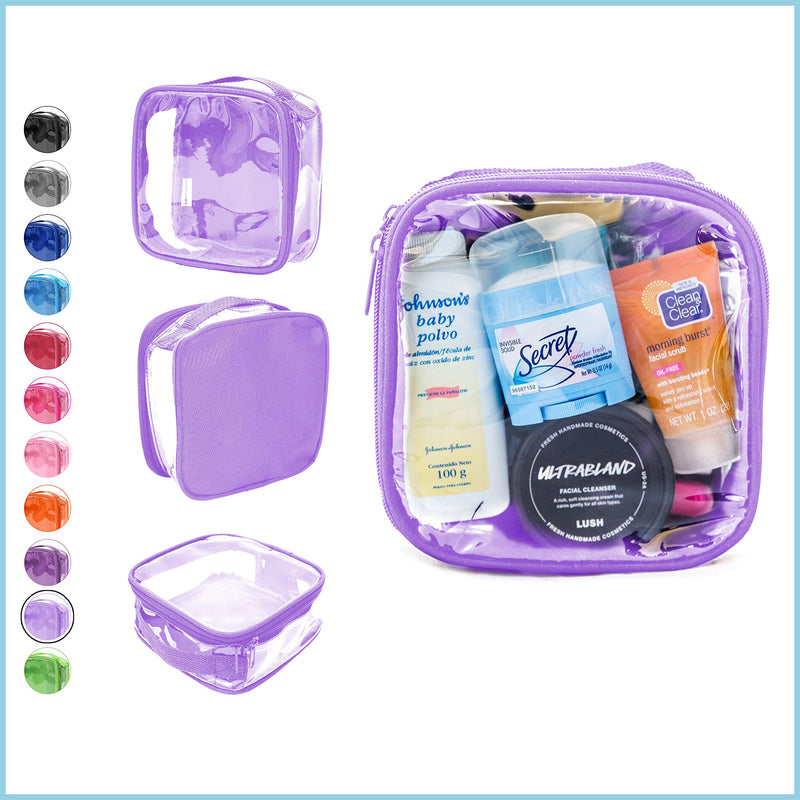 [Australia] - Clear TSA Approved 3-1-1 Travel Toiletry Bag for Carry On / Quart Size Transparent Liquids Pouch for Airport Security & Carry On / Reusable See Through Vinyl & PVC Plastic Organizer for Men and Women (Lilac) Lilac 