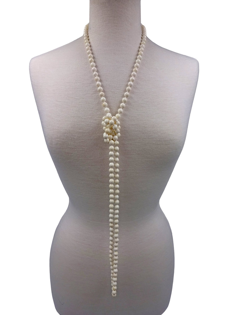 [Australia] - MGR MY GEMS ROCK! 60 Inch 8MM Genuine Mother of Pearl Endless Infinity Multi-Layer of Long Beaded Strand Necklace. Creamy white 