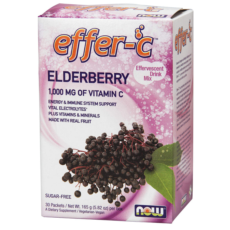 [Australia] - NOW Supplements, Effer-C™, Elderberry, Vital Electrolytes*, 1000 mg of Vitamin C, 30 Packets 