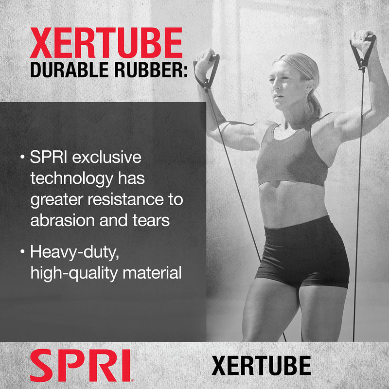 [Australia] - SPRI Xertube Resistance Bands with Handles – All Exercise Cords Sold Separately with Home Gym Workout Fitness Door Anchor Attachment Option Without Door Attachment Red Medium 