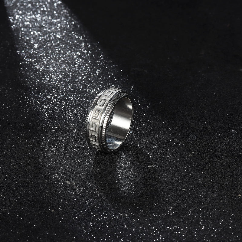 [Australia] - HAIAISO 8 Pcs Spinner Fidget Ring for Women Men Stainless Steel Sand Blast Finish Band Rings Moon Sun Star Celtic Stress Relieving Wedding Promise Rings(Size 5-11) 