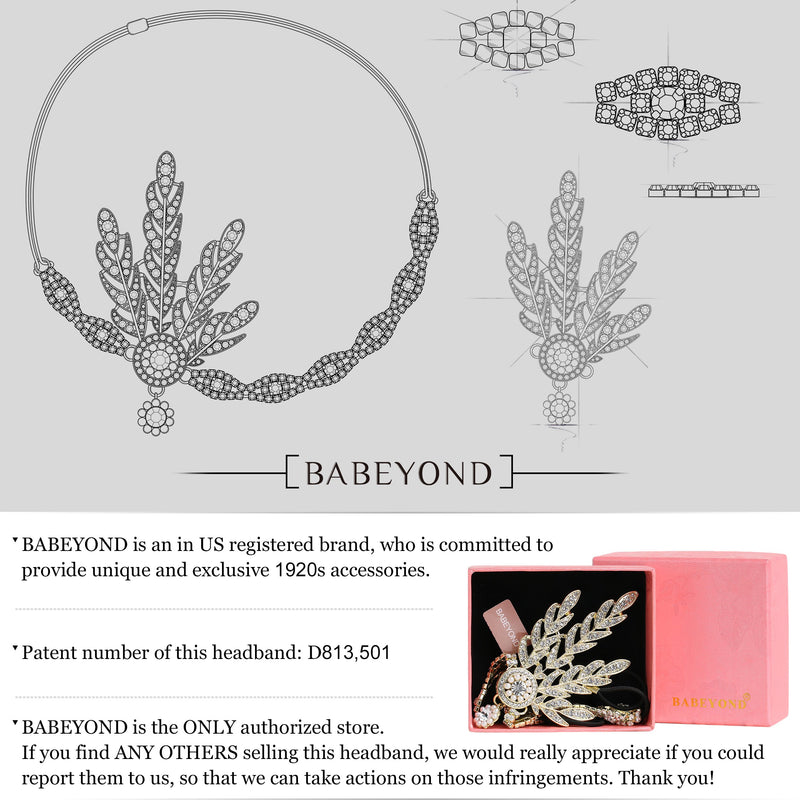 [Australia] - Babeyond Art Deco 1920's Flapper Great Gatsby Inspired Leaf Medallion Pearl Headpiece Headband Black 