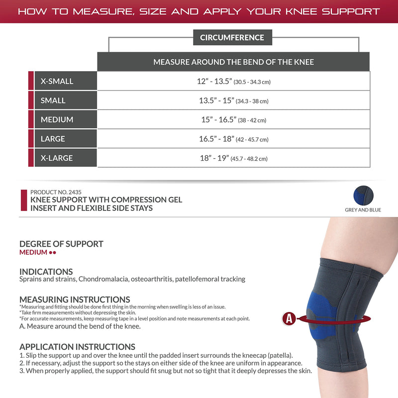 [Australia] - OTC Knee Brace, Compression Recovery, Gel Insert, Flexible Side Stays, Large 