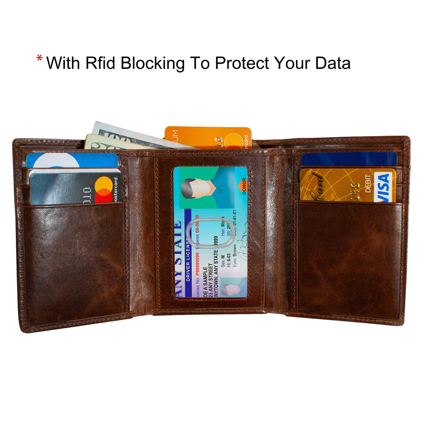Bull Guard Mens RFID Blocking Bifold Wallet Soft, Forest Brown, Size Medium  