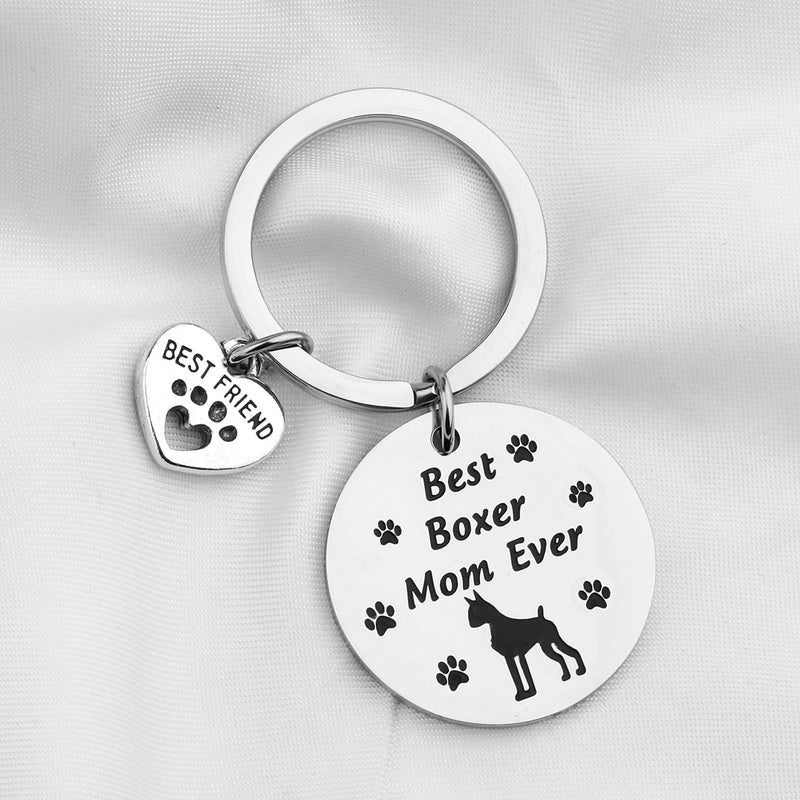 [Australia] - FUSTMW Dog Owner Gifts Best Boxer, Boston Terrier, Golden Retriever Mom Ever Keychain Gift Dog Lover Gifts Paw Print Jewelry Animal Pet Owner Rescue Gift Dog Boxer mom ky 