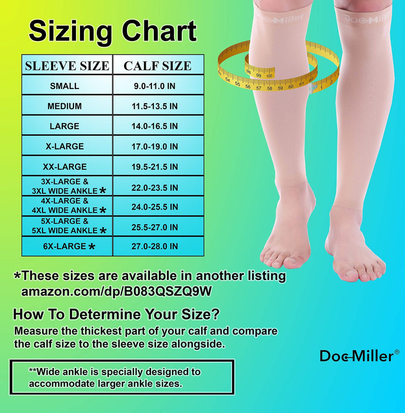 [Australia] - Doc Miller Calf Compression Sleeve Men and Women - 20-30mmHg Shin Splint Compression Sleeve Recover Varicose Veins, Torn Calf and Pain Relief - 1 Pair Calf Sleeves Skin Color - XX-Large Size 