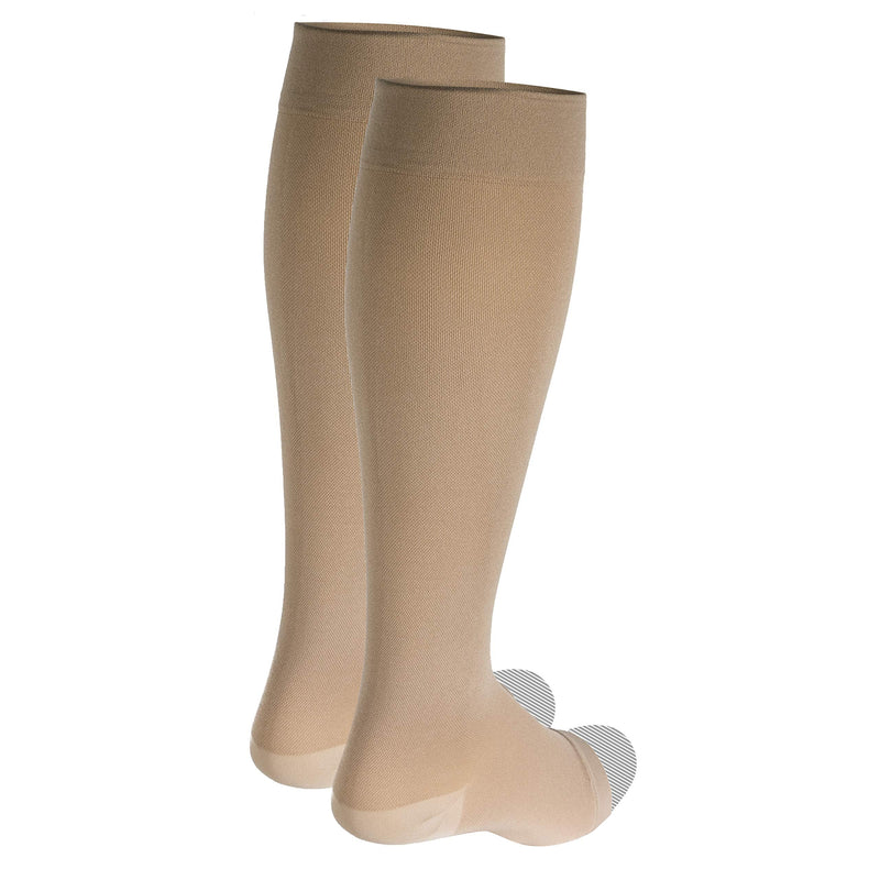 [Australia] - Truform Short Length Surgical Stockings, 18 mmHg Compression for Men and Women, Reduced Length, Open Toe, Beige, Large Large (1 Pair) 