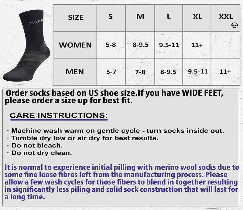 [Australia] - ZaTech Merino Plantar Fasciitis Relief Sock, Light Micro Crew Compression Socks Denim Blue/Black Medium 