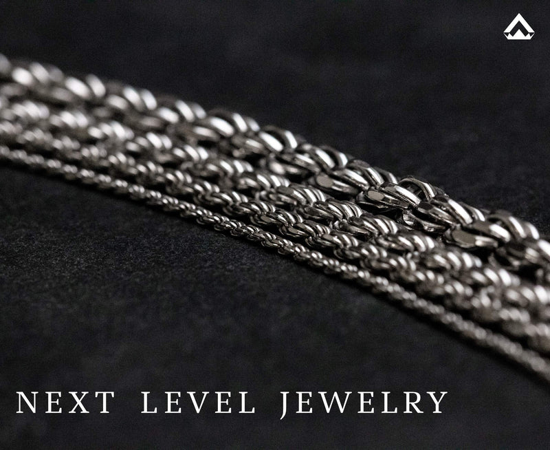 [Australia] - Authentic Solid Sterling Silver Rope Diamond-Cut Braided Twist Link .925 Rhodium Necklace Chains 1.5MM - 5.5MM, 16" - 30", Made In Italy, Men & Women, Next Level Jewelry 16.0 Inches 