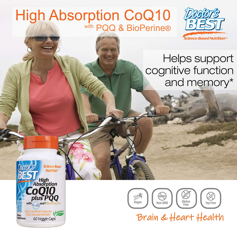 [Australia] - Doctor's Best High Absorption CoQ10 Plus PQQ, Gluten Free, Naturally Fermented, Vegan, Heart Health & Energy Production, 60 Veggie Caps 