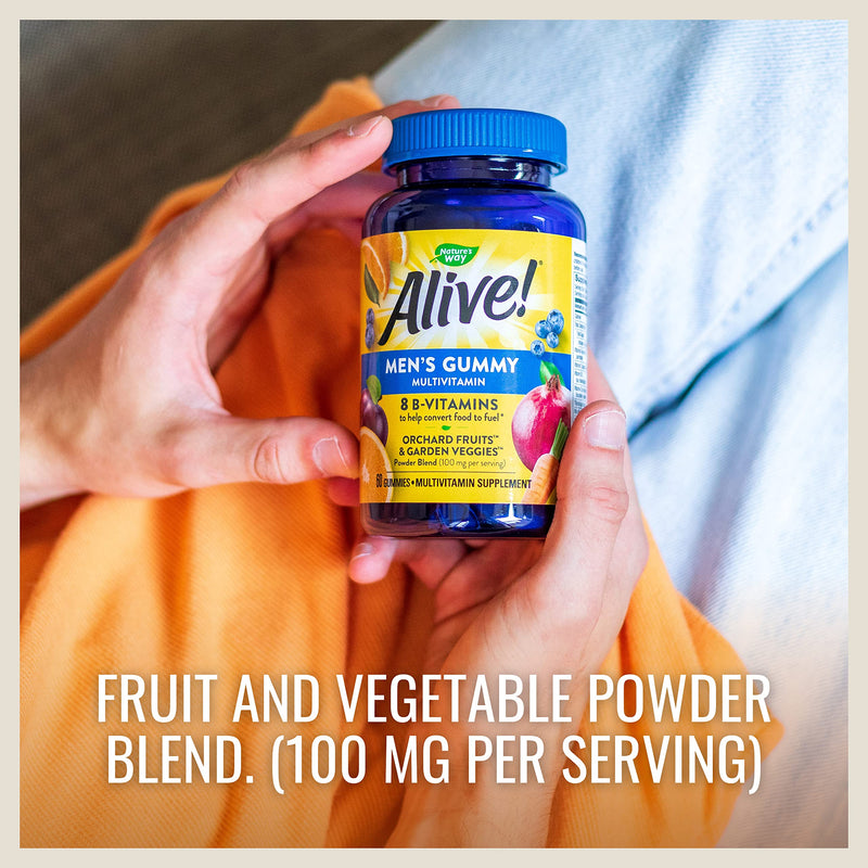 [Australia] - Nature’s Way Alive! Men’s Gummy Multivitamin, B-Vitamins, Delicious Fruit Flavors, 60 Gummies Men's 