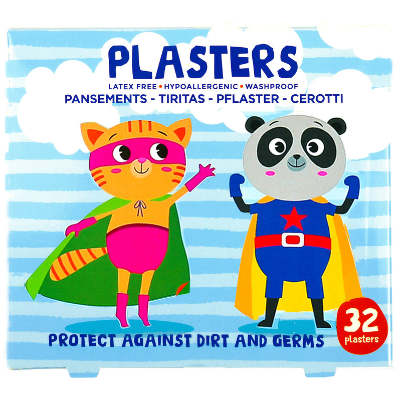[Australia] - Superhero Plasters for Kids (Latex Free/Hypoallergenic/Washable/Plasters/Assorted Models), 32 Count (Pack of 1) 