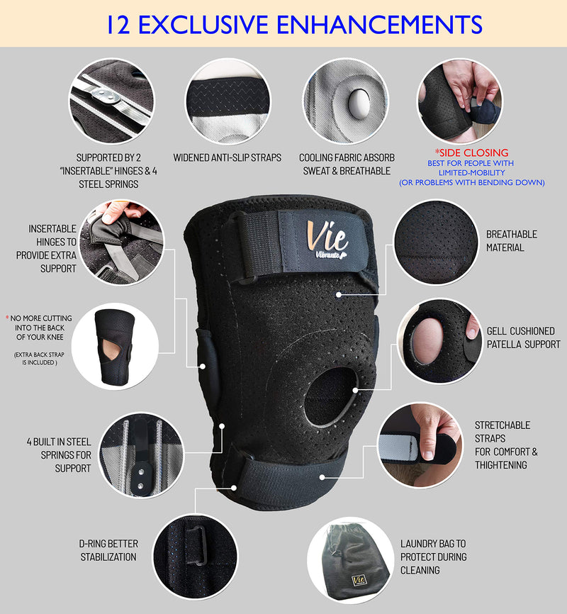 [Australia] - Hinged Knee Brace Plus Size - Front Closing, Exclusively Designed for Plus Size Men and Women- Vievibrante Size 3(Gray): fits 28.5''-33'' Thigh Circ. Gray 