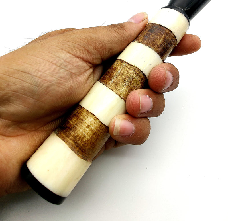 [Australia] - Shoehorn Made with Real Horn and Bone Handmade. Easy Grip Long handle Shoehorn for Men,Women White and Brown Strips 