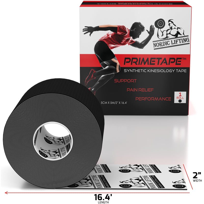 [Australia] - Kinesiology Tape - Pro Sports & Athletic Taping for Knee, Shin Splints, Shoulder and Muscle - 2" X 16.4' Uncut Roll (Black) Black 