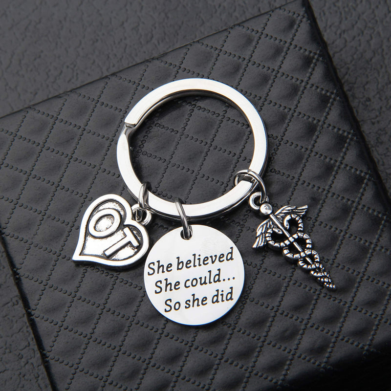 [Australia] - OT Gift Occupational Therapist Graduation Gift She Believed She Could So She Did OT Keychain OT Bracelet Occupational Therapy Gift 