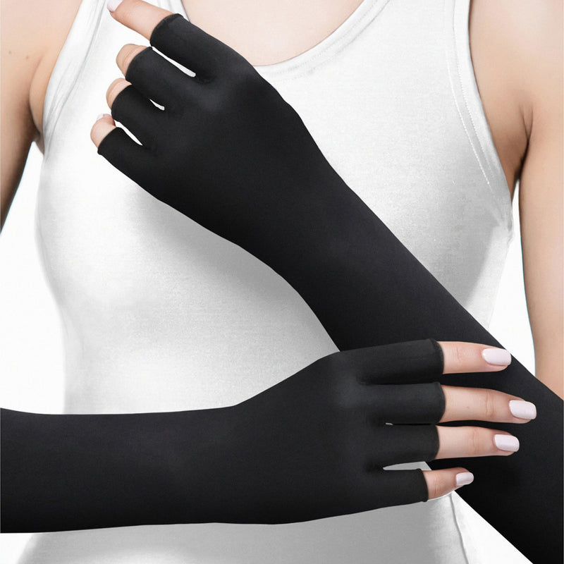 [Australia] - Copper Compression Long Arthritis Gloves - Copper Infused Extra Long Fit Glove for Women & Men. Best for Carpal Tunnel, Computer Typing, RSI, Support Hands, Wrist and Arms - 1 PAIR Small 
