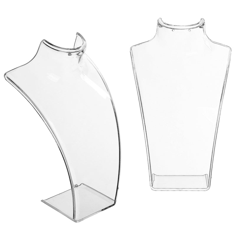 [Australia] - MyGift 8-Inch Clear Acrylic Necklace & Earring Jewelry 3D Bust Display Stand, Set of 2 Clear, Set of 2 