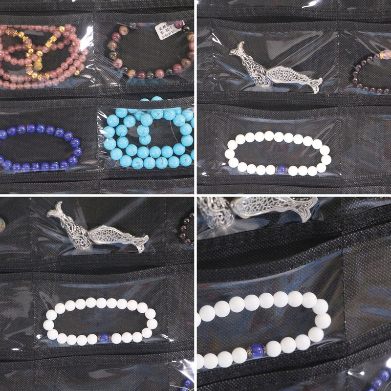 [Australia] - DIOMMELL 80 Pockets Hanging Jewelry Organizer for Women, Storage Bag for Earrings Necklace Bracelet Ring Accessory Display Holder Box Black 