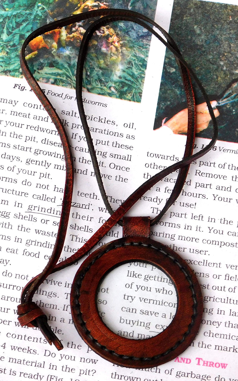 [Australia] - Nautical Vintage Leather Strap Necklace Magnifying Glass Magnifier Pendant 