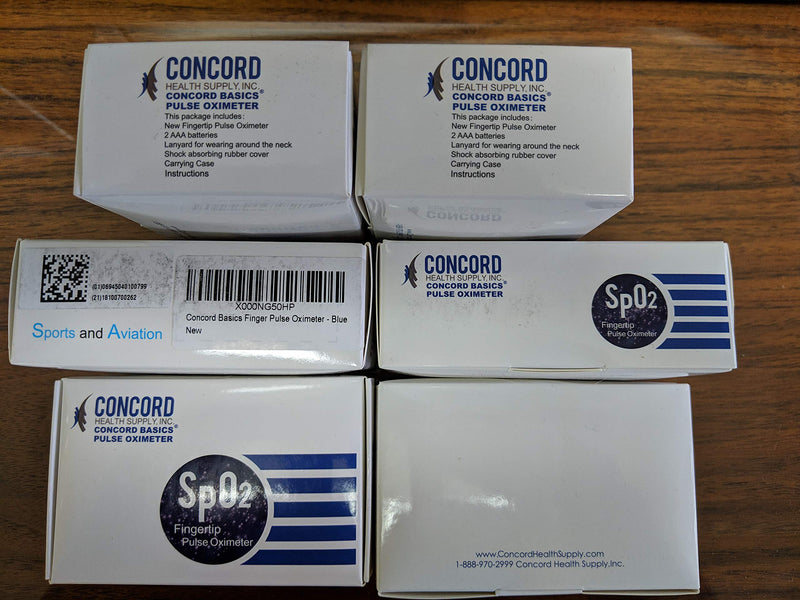 [Australia] - Concord Basics Blue Fingertip Pulse Oximeter Blood Oxygen Saturation Monitor with Carrying Case, Batteries, Silicone Cover and Lanyard 