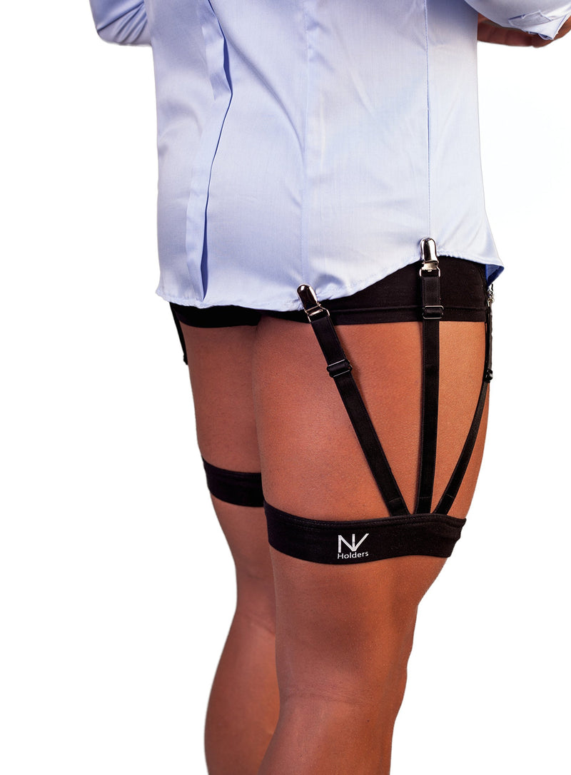 [Australia] - NV HOLDERS: S-Holder - premium shirt stays, shirt holders, shirt garters, shirt tuckers for men Small (19-21 inches) Black 