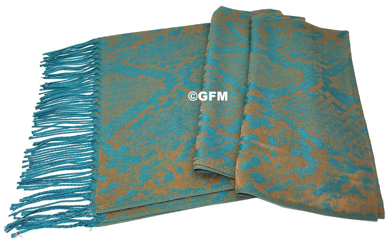 [Australia] - GFM Pashmina Style Scarf Shawl - Snake skin, Leopard, Rope Designs (FRL5) 9328-sntx-goldenbrown 