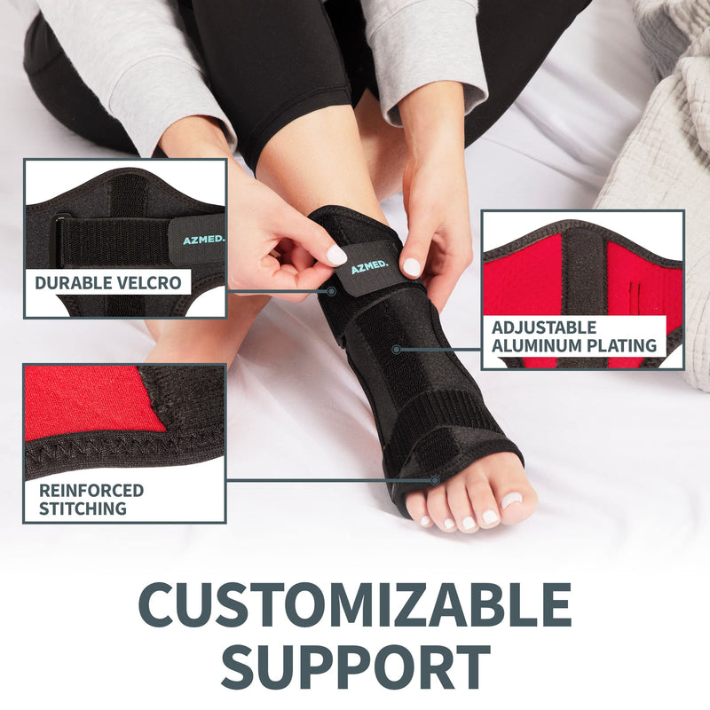 [Australia] - AZMED 2020 Plantar Fasciitis Night Splint [Lightweight & Breathable], Adjustable Foot Drop Brace, Heel, Ankle & Achilles Tendonitis Relief, Arch Pain Support, Easy to Wear, Fits Most Feet Types, Black 