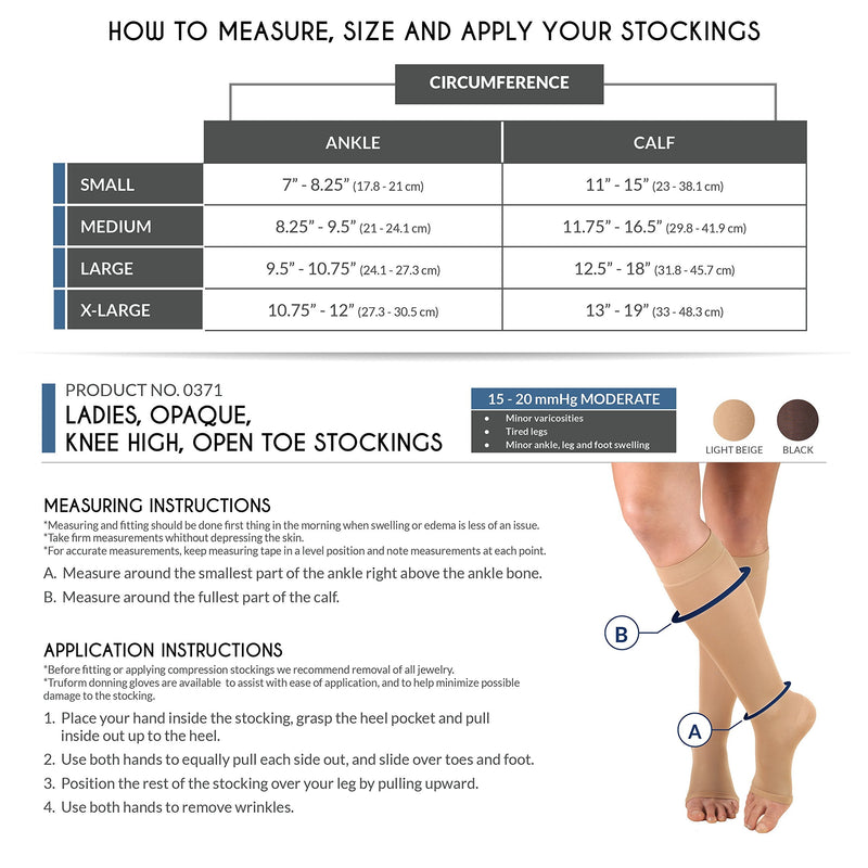 [Australia] - Truform Women's Compression Stockings, 15-20 mmHg, Knee High Length, Open Toe, Opaque, Black, Small Black (Open Toe) Small (1 Pair) Casual 