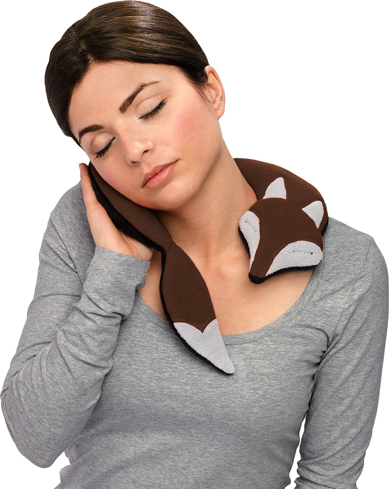 [Australia] - Leschi Wheat Bag microwavable, unscented/Heat Pack for Neck and Shoulders/Animal: Fox Noah, Brown Chocolate / Midnight 