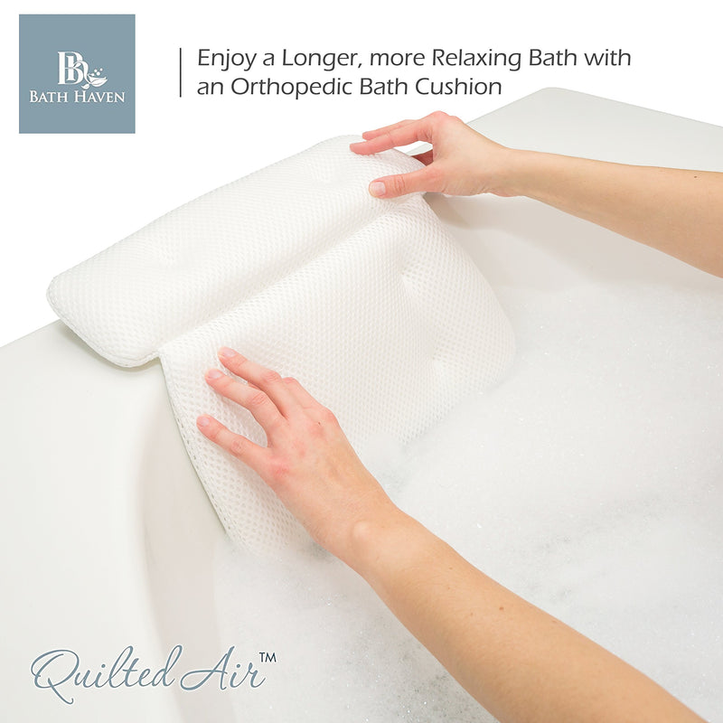 [Australia] - QuiltedAir Bath Pillow - Luxury Bathtub Pillow with 3D Air Mesh Technology, Machine Washable - Quick-Drying and Includes Washing Bag and Travel Case (Classic) 