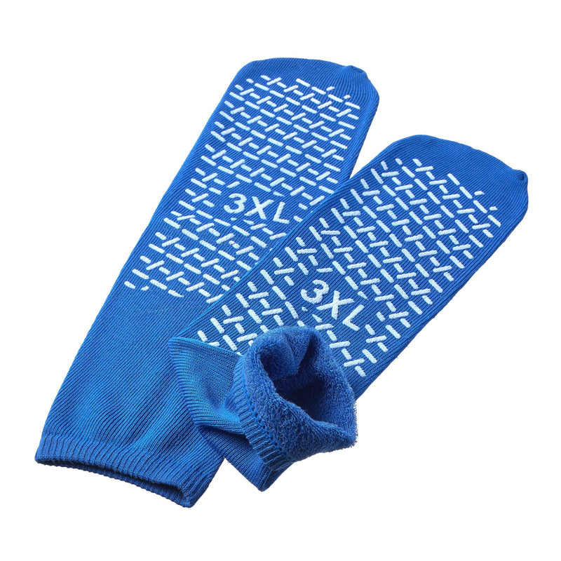 [Australia] - BARIATRIC SLIPPER SOCK NON SKID (3pk), 3X large, Blue, Blue, Size 3X large 