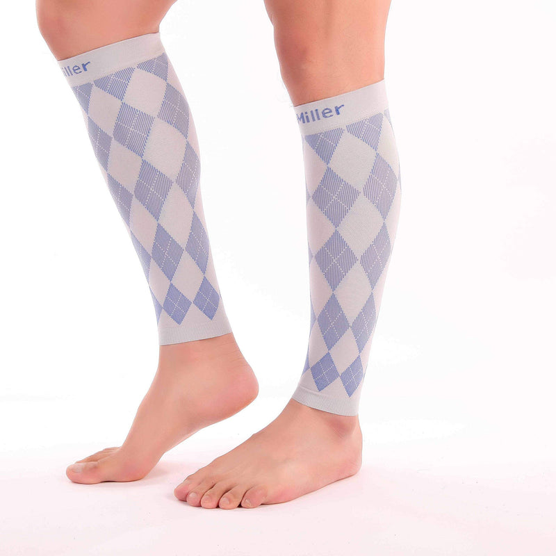 [Australia] - Doc Miller Calf Compression Sleeve for Men & Women - Fast Leg Pain Relief from Shin Splints, Varicose Veins - All Day Calf Support for Running, Travel & Everyday Use Gray.Blue XX-Large 