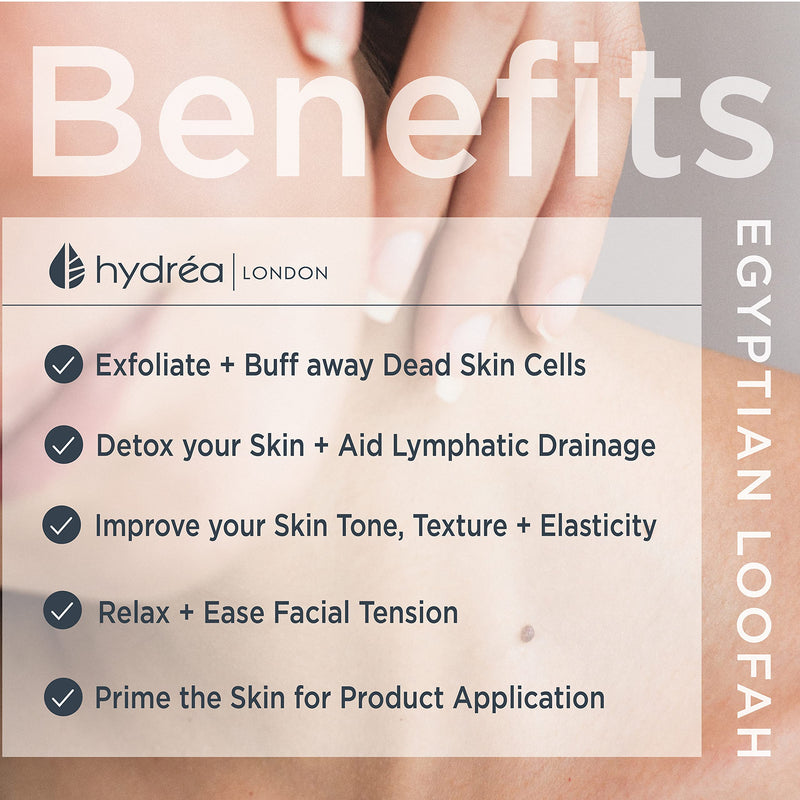 [Australia] - Hydrea London - Twin Pack Organic Egyptian Natural Loofah Face Exfoliator Pad - Double Sided Face Loofah Dry Skin Exfoliator - Eco Friendly Natural Luffa Face Scrub Sponge 10cm 