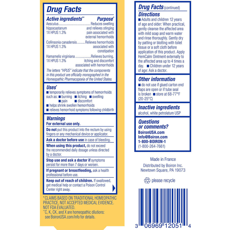 [Australia] - Boiron HemCalm Ointment for Hemorrhoid Relief of Pain, Itching, Swelling or Discomfort - 1 oz 