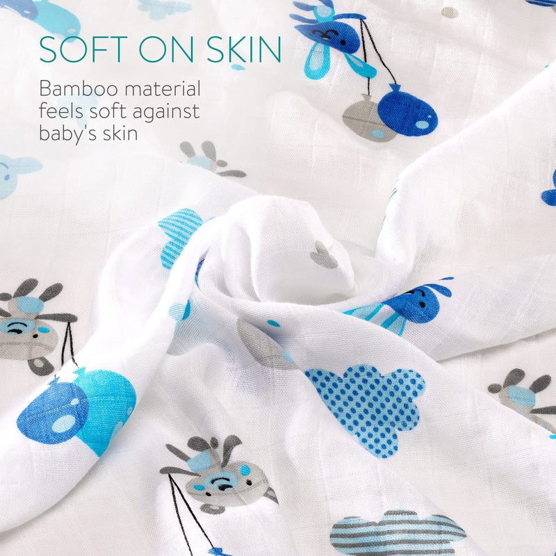 [Australia] - Navaris Muslin Cloths for Baby (Pack of 4) - 80 x 80 cm Squares for Burping, Blanket, Cot - Super Soft Bamboo and Cotton Animals 