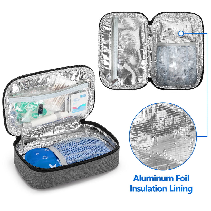 [Australia] - YARWO Insulin Cooler Travel Case with 4 Ice Packs, Single and Double Layers Diabetic Supplies Organizer for Insulin Pens, Blood Glucose Monitors or Other Diabetes Care Accessories, Gray 