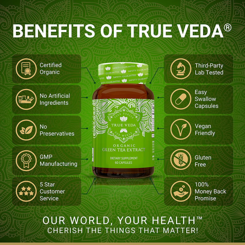 [Australia] - Organic Green Tea Extract Capsules - Certified Organic by Soil Association | 100% Natural Supplement | Natural Low Caffeine Source | Vegan | Ayurveda | 60 Easy Swallow Green Tea Tablets | Made in UK 60 Count (Pack of 1) 