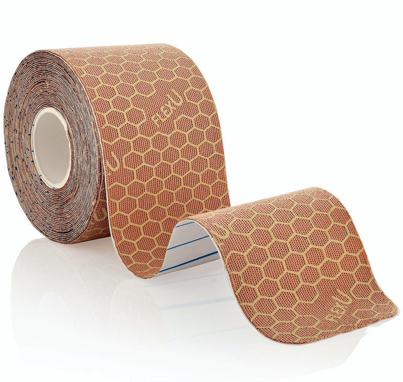 [Australia] - FlexU Kinesiology Tape; Single Roll (Pre-Cut or Continuous); Advanced Strength and Flexibility Properties; Longer Lasting Therapeutic Recovery; Sports Tape Beige 16.4 feet Pre-Cut 