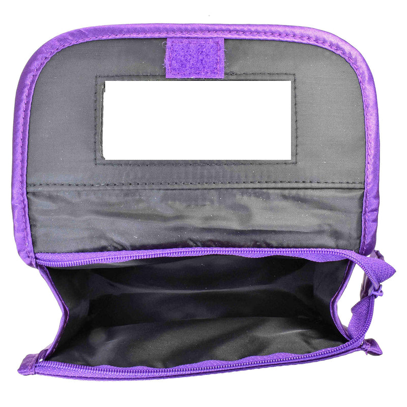 [Australia] - Cosmetic Bag with a Mirror, Small Size (6.25"), Quilted Satin, Purple by Marisa D'Amico 