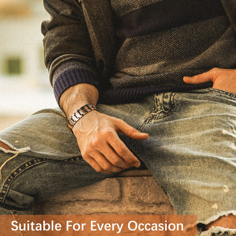[Australia] - Jeracol Magnetic Bracelet for Men Solid Copper Magnetic Bracelets with Strong Magnets Wristband Adjustable Magnetic Brazaletes with Remove Tool & Jewellry Gift Box A-Copper 