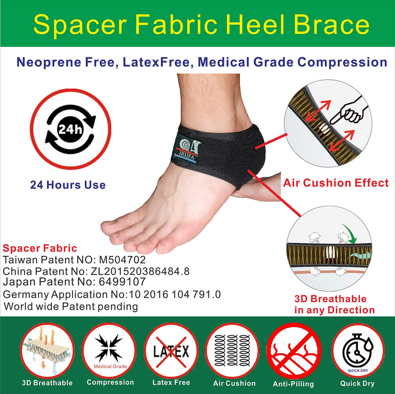 [Australia] - New 3D Breathable Patented Spacer Fabric Silicone Gel Heel Pain, Heel Support, Cracked heel, Black, One Size Fit Most, One PCS 