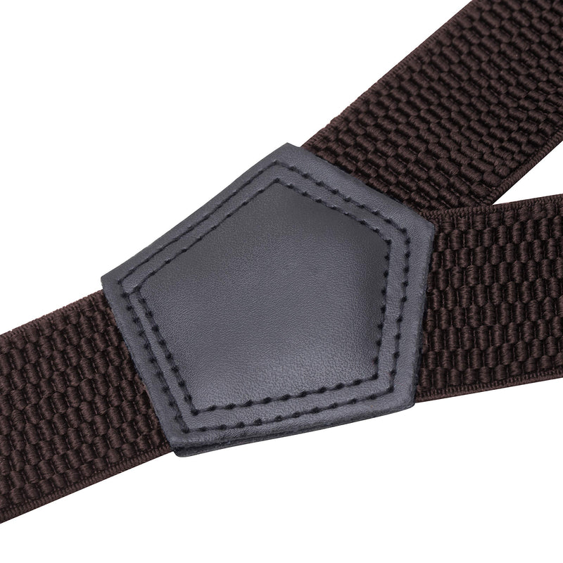 [Australia] - Buyless Fashion Heavy Duty Textured Suspenders for Men - 48" Adjustable Straps 1 1/4" - Y Shape Brown 