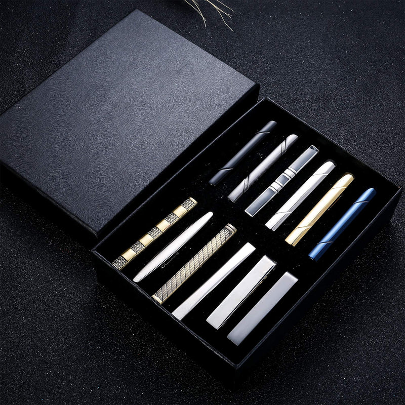[Australia] - Jstyle 12 Pcs Tie Clips Set for Men Tie Bar Gift for Men Clip Set for Regular Ties Necktie Wedding Business Clips with Luxury Package 
