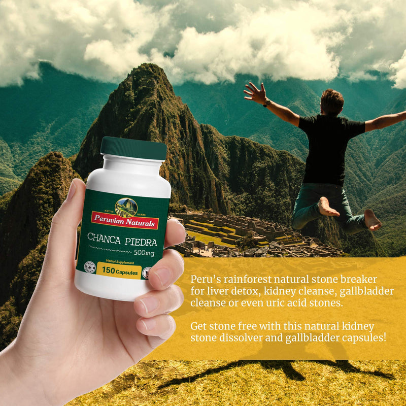 [Australia] - Peruvian Naturals Chanca Piedra Capsules “Stone Breaker” – Kidney Support Supplement - Pack of 150 - Vegan Pills, 100% Natural Chancapiedra Grown in Peru 