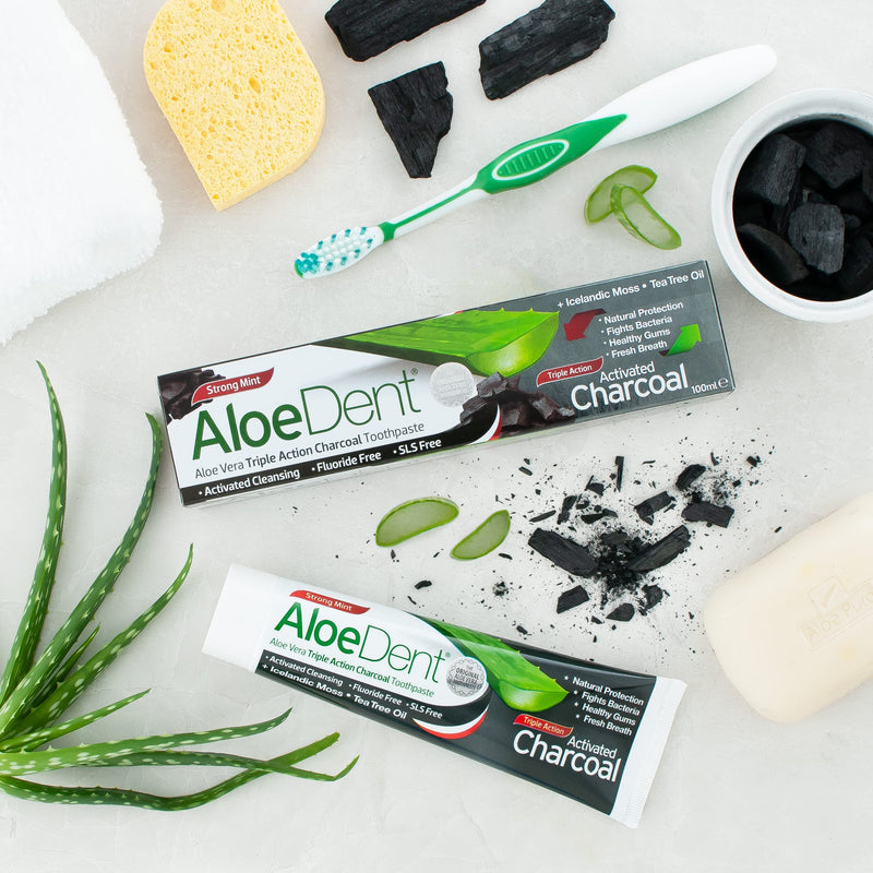 [Australia] - AloeDent, Charcoal Toothpaste Fluoride Free, Natural Action, Vegan, Cruelty Free , SLS Free, Whitening, Healthy Gums , 100ml 