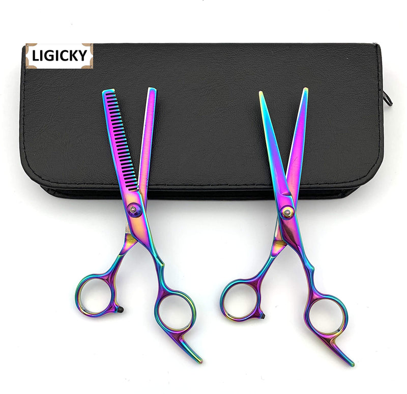 [Australia] - LIGICKY Hair Cutting Scissors Kit Professional Stainless Steel Hairdressing Scissors Set Hair thinning Shears Bang Hair Scissor for Kids/Salon/Home 