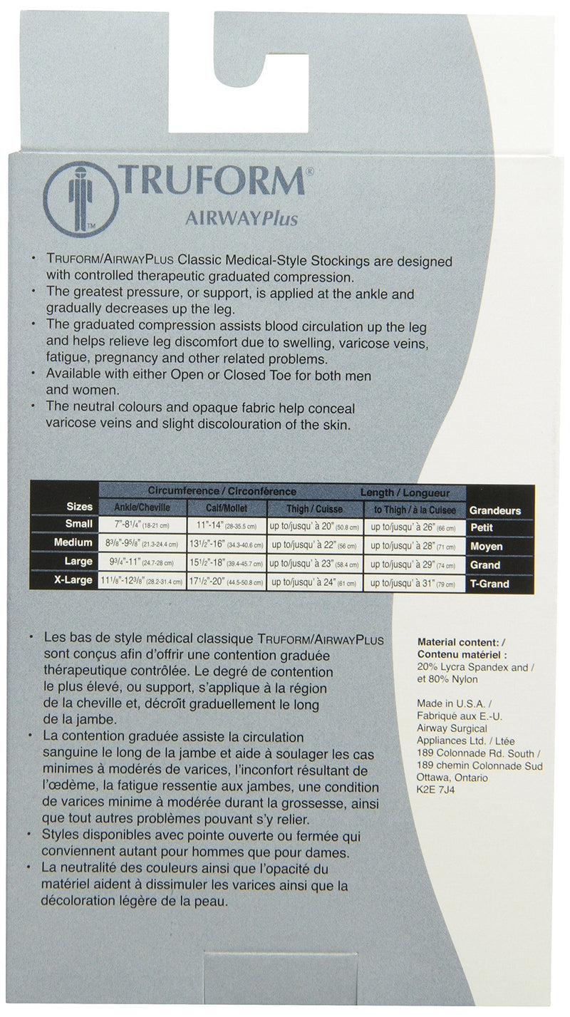 [Australia] - Truform 20-30 mmHg Compression Stockings for Women, Lace Trim Band, Thigh High Length, Closed Toe, Beige, Medium 