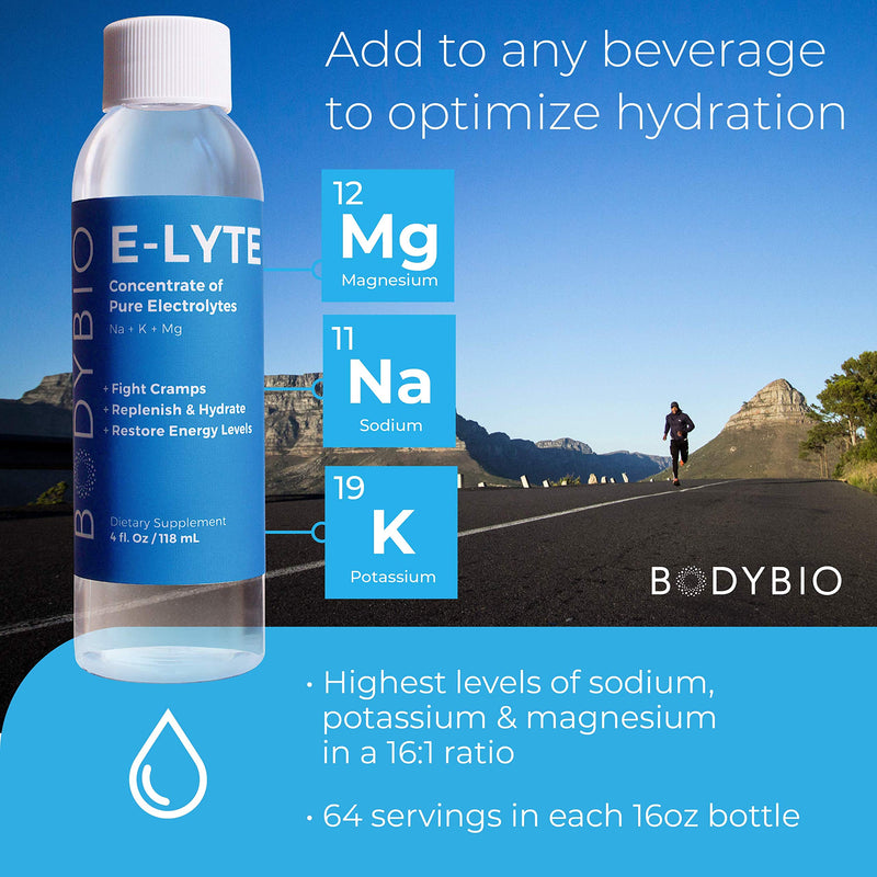 [Australia] - BodyBio Electrolytes for Hydration 16 Oz Concentrate 64 Servings No Sugar Keto Dehydration Recovery with Magnesium Potassium Sodium Relieves Cramps, 473 ml 473.2 ml (Pack of 1) 